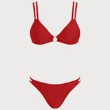 Crveni O-Prsten Trougao Bikini Set