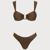 Braon Izrezani Bikini Set sa Šniranjem
