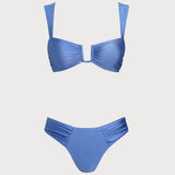 Plavi Trokutasti Bikini Set sa Visokim Stezanjem