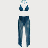 Plavi Halter Bikini Set sa Šljokicama
