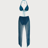 Plavi Halter Bikini Set sa Šljokicama