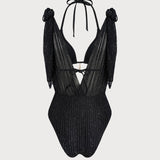 Crni Halter Bikin Set sa Šniranjem