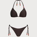 Braon Halter Bikini Set sa Prirodnim Strukom