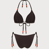 Braon Halter Bikini Set sa Prirodnim Strukom