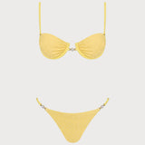 Žuti Teksturirani Bikini Set sa Žicom
