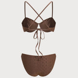 Braon Teksturisani Bikini Set sa Žicom