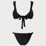 Crni V Izrez Bralette Bikini Set