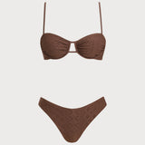 Braon Teksturisani Bikini Set sa Žicom