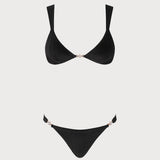 Crni V Izrez Bralette Bikini Set