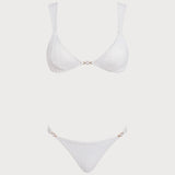 Bela V izrezana teksturirana braletka bikini set