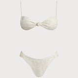 Bela teksturirana bikini set sa vezanjem