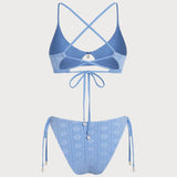 Plavi Cvjetni U Oblik Triangle Bikini Set