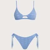 Plavi Cvjetni U Oblik Triangle Bikini Set