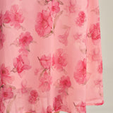 Roze Cvjetna Ruffles Slip Chiffon Maxi Haljina