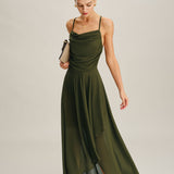 Zelena Chiffon A-Linija Maxi Haljina