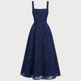 Morska Jacquard Slip Maxi Haljina
