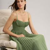 Zelena Haljina sa Sweetheart Izrezom i Lepršavim Krojem