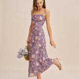 Ljubičasta X Krst Jacquard Slip Maxi Haljina