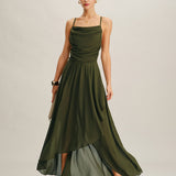 Zelena Chiffon A-Linija Maxi Haljina