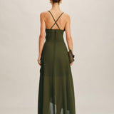 Zelena Chiffon A-Linija Maxi Haljina
