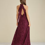 Vino Crvena Mock Neck Jacquard Maxi Haljina