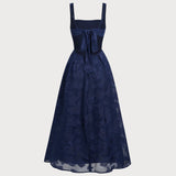 Morska Jacquard Slip Maxi Haljina
