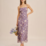 Ljubičasta X Krst Jacquard Slip Maxi Haljina