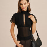 Crna Prozirna V Izrez T Majica